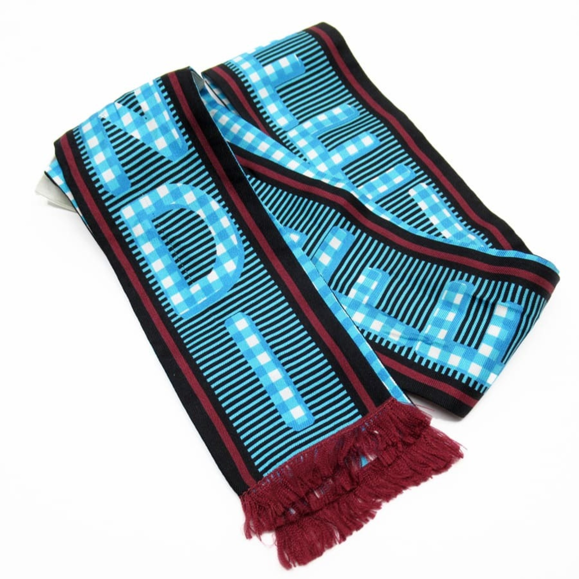 Fendi Ribbon Scarf Blue 100 Silk